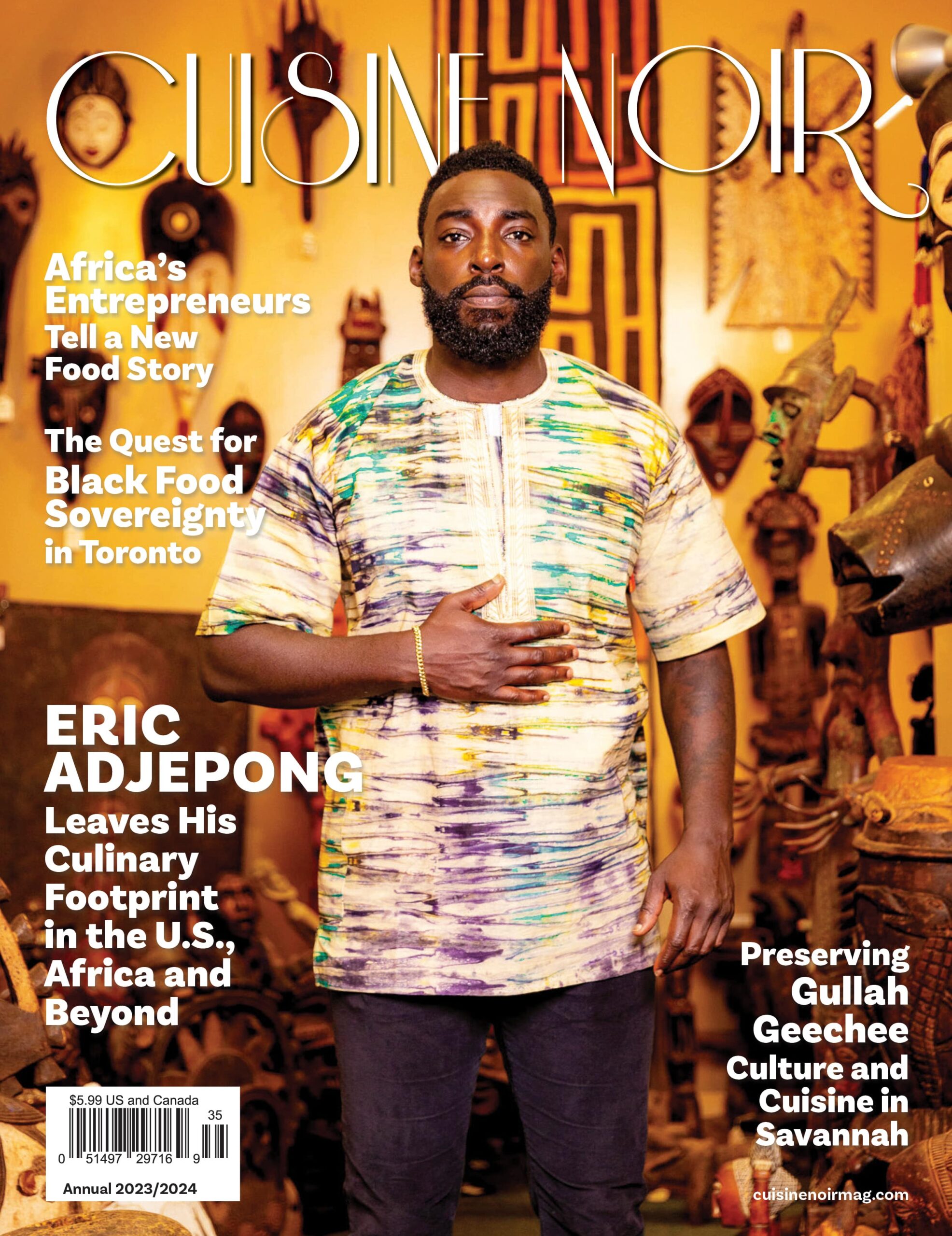 Cuisine Noir 2023 print issue cover with Chef Eric Adjepong